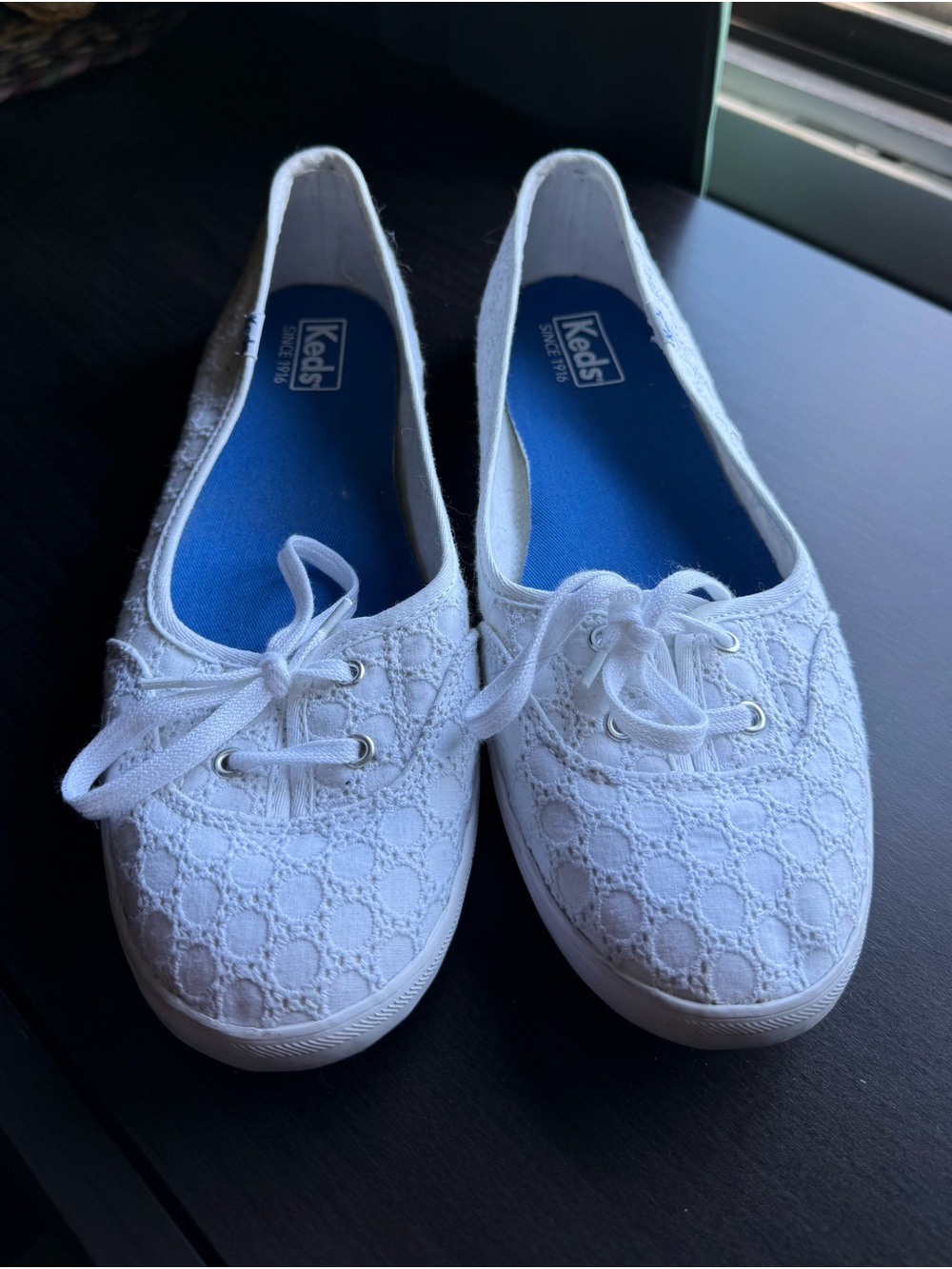Keds Women's White Lace-Textured Slip-On Flats